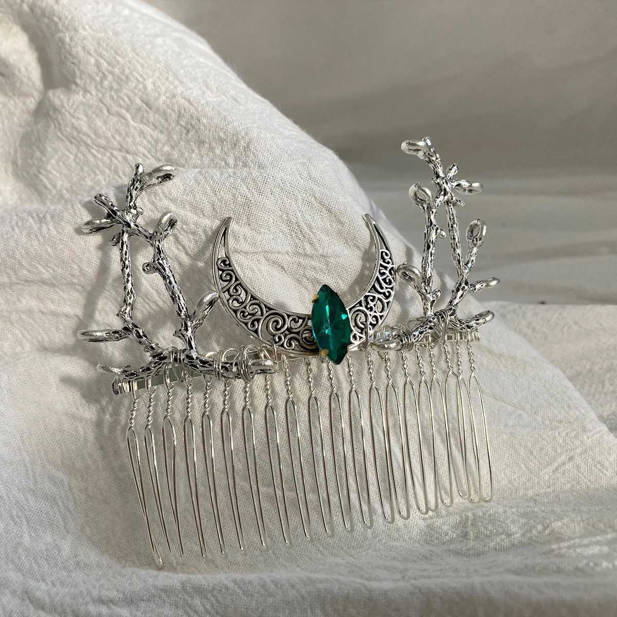 Boho Metal Branches Hair Pin Barrette Haircomb Woodland Clip with Moon Deer Antlers Witch Hairclip Pagan Elf Hair Jewelry Z250605