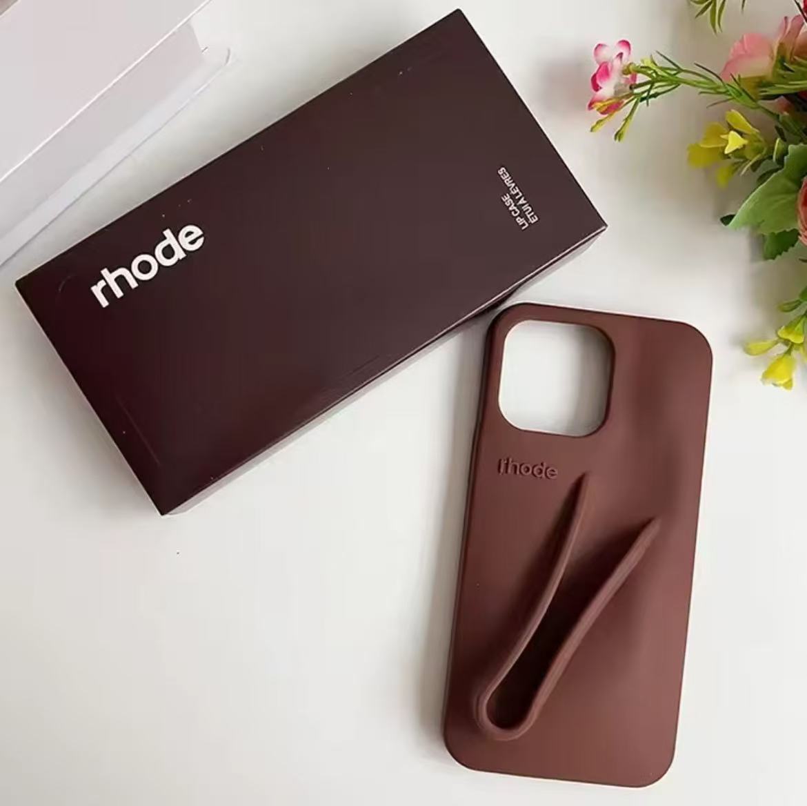 Rhode Case for IPhone 15 Pro Max 14 13 ProMax Lipstick Soft Silicone Portable Lip Gloss Holder Ins Hot Cover Funda