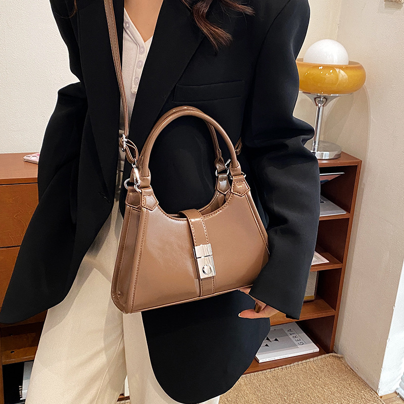 designer Vintage Simple Lock Handbag for Women 2025 New Trendy Fashion Single Shoulder Underarm Bag High-end Crossbody Bag for Wo