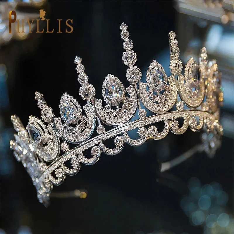 A213 Zircon Wedding Round Crown Luxury Diadem Headband Rhinestone Headpiece Bridal Headwear King Tiaras Princess Hair Jewelry Z250605