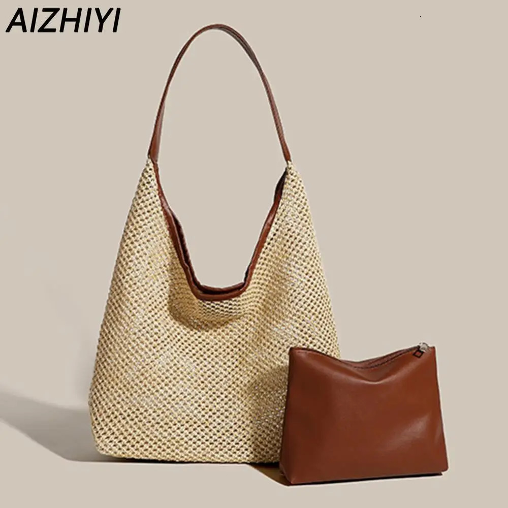 Straw Tote Bag for Women Raffia Shoulder Top Handle Clutch Purse Boho Rattan Woven Handbags Summer Beach 250605