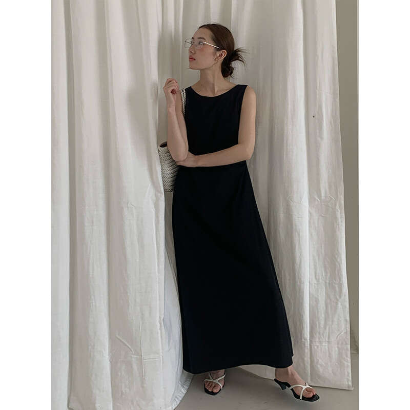 THE MIND Tencel Linen Folded Tank Top Dress 2025 Summer New High Waist Slimming Skirt 023AX