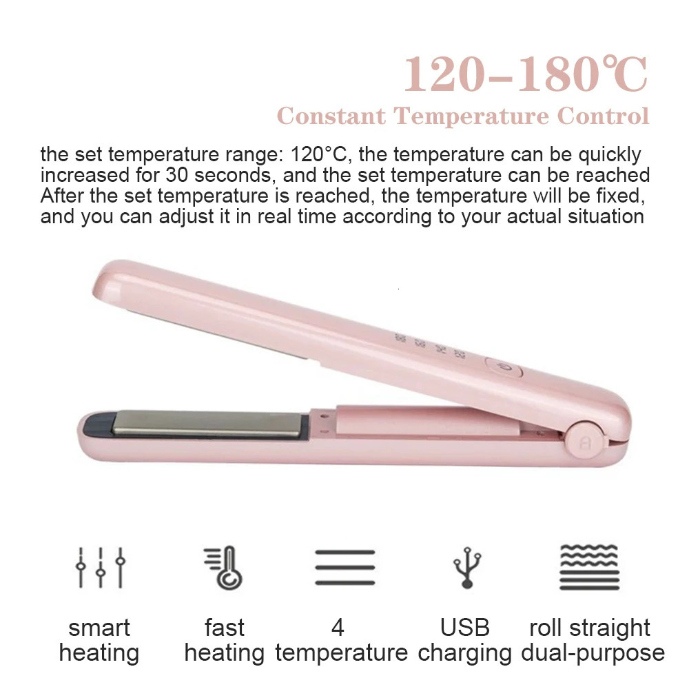 Wireless Hair Straightener Mini Curling Iron Fast Warm-up Ceramic Straightening Styling Tool Four-gear Temperature Adjustment 250605