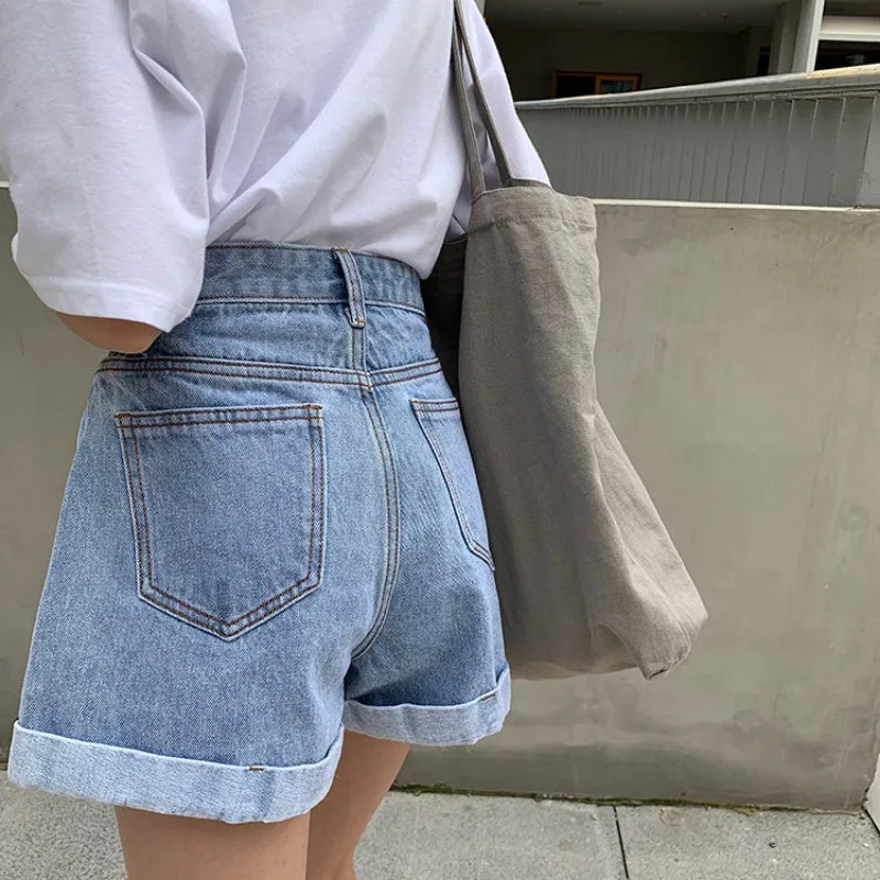 Womens Denim Shorts Wide With Belt High Waist Female Short Jeans Pants Trend In Offer Aesthetic Elasticty Outfits 250529