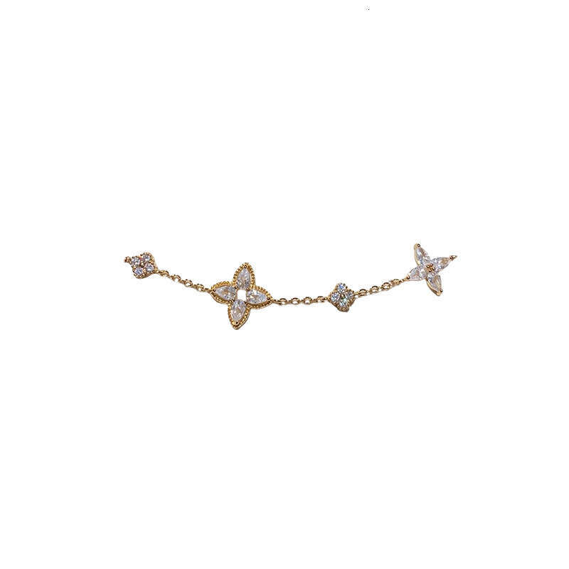 Luxury jewelry designer bracelet 4-leaf clover Real Gold Plated Zircon Star Flower Simple Style New Bracelet Internet Celebrity High-end Exquisite Jew