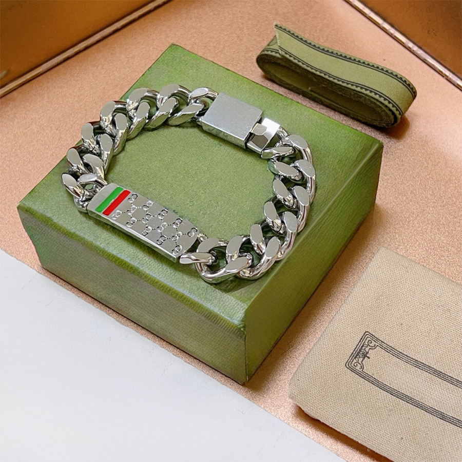 Mens Designer Bracelet Titanium Steel Chain Classic Luxury Man Bracelets Bangle Letter Design Jewlery Gifts Gold Silver Stainless Not Fade with Box