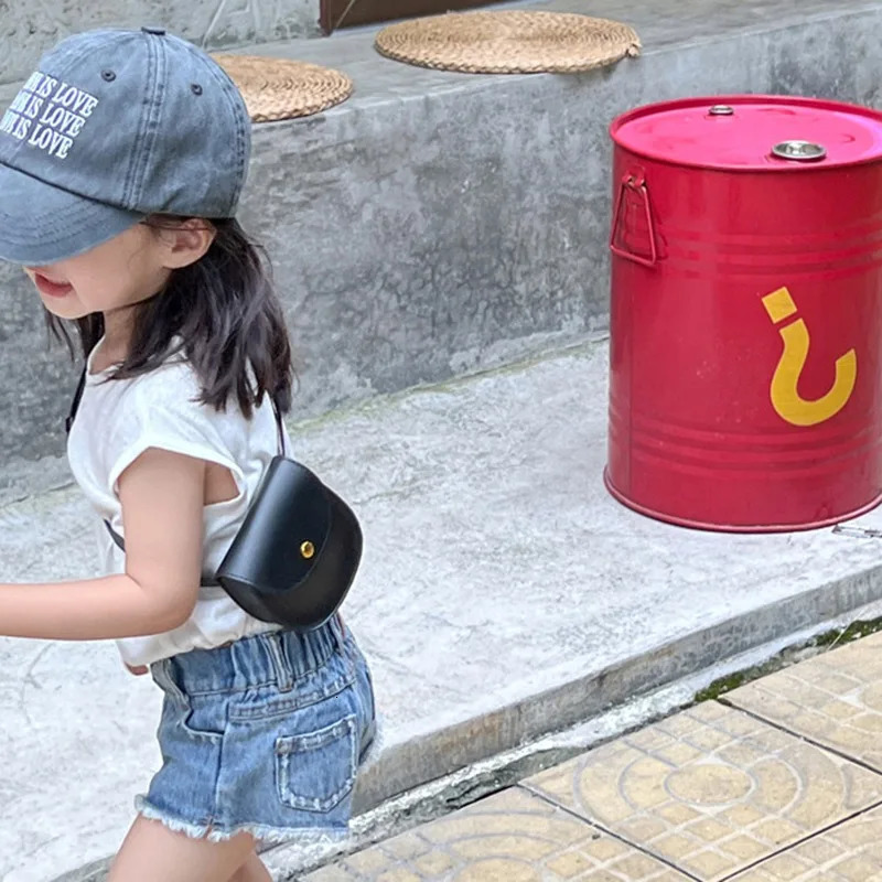 Kids Bags Fashion Solid Color PU Crossbody For Girls Korean Casual Shoulder Bag Summer Soft Childrens 38Y 250605