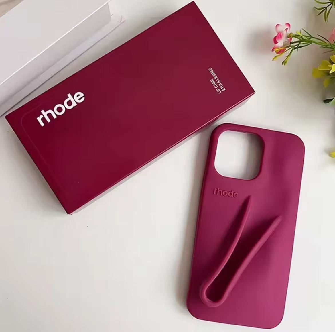 Rhode Case for IPhone 15 Pro Max 14 13 ProMax Lipstick Soft Silicone Portable Lip Gloss Holder Ins Hot Cover Funda