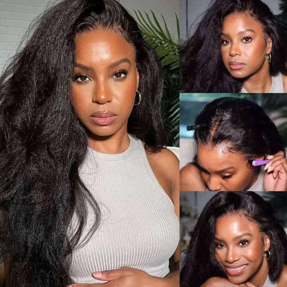 Kinky 13x4 Front Human Hair Wigs For Women Brazilian Bone Colored Yaki Straight Transparent Lace Frontal Curly Wig