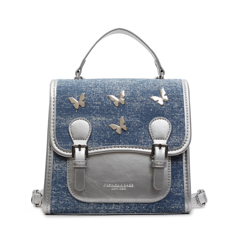 designer High-End Niche Denim Fabric Backpack for Women 2025 New Trendy Fashion Single Shoulder Crossbody Travel Small Backpack