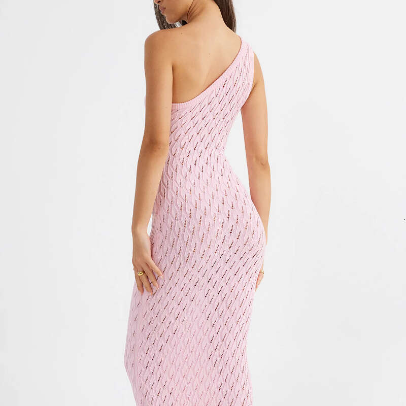 2025 Summer New Women's Sexy Spicy Girl Hollow Knitted Dress Stacked Long Hoodie for Women