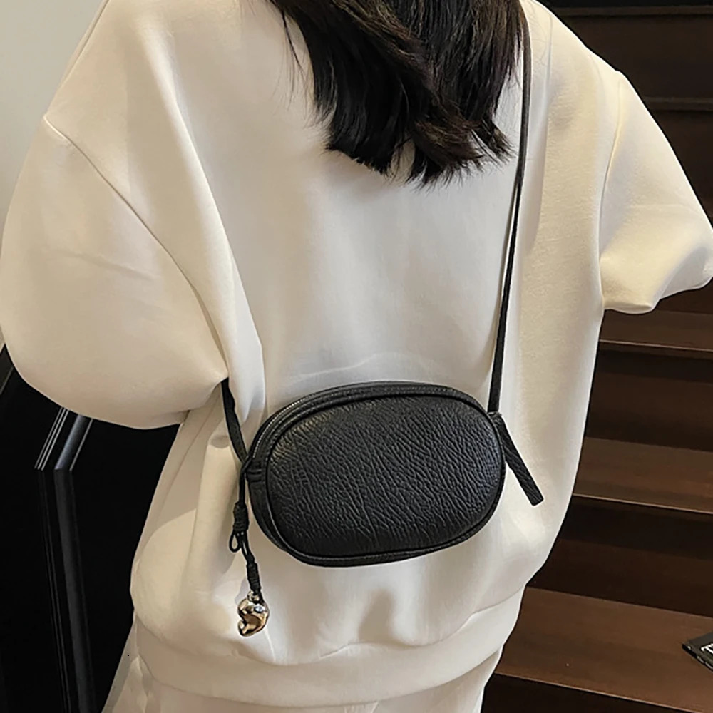 Women High Grade Texture Crossbody Bag Korean Solid Color Zipper Oval One Shoulder Bags Daily All-Match Commute Packs 250605