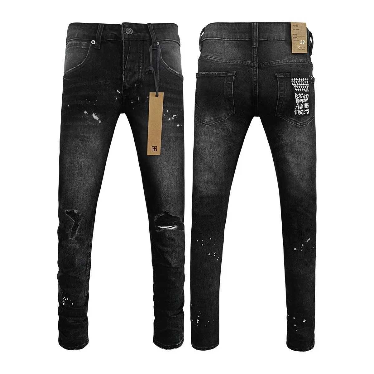 New Cross Jeans American High Strt Paint Hole Trend Low Rise Stretch Skinny Straight Pants Pleated Ripped Frayed JeansC250606