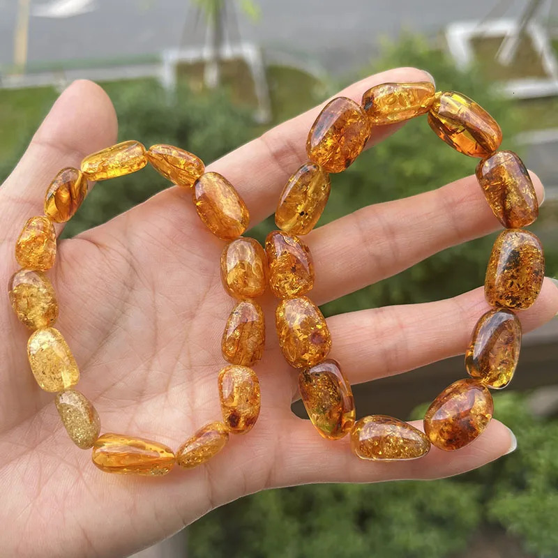 Natural Amber Bracelet for Women Trendy 100% Genuine Irregular Original Piebald Bead Baltic Stone Real Fine Jewelry Supplier 250604