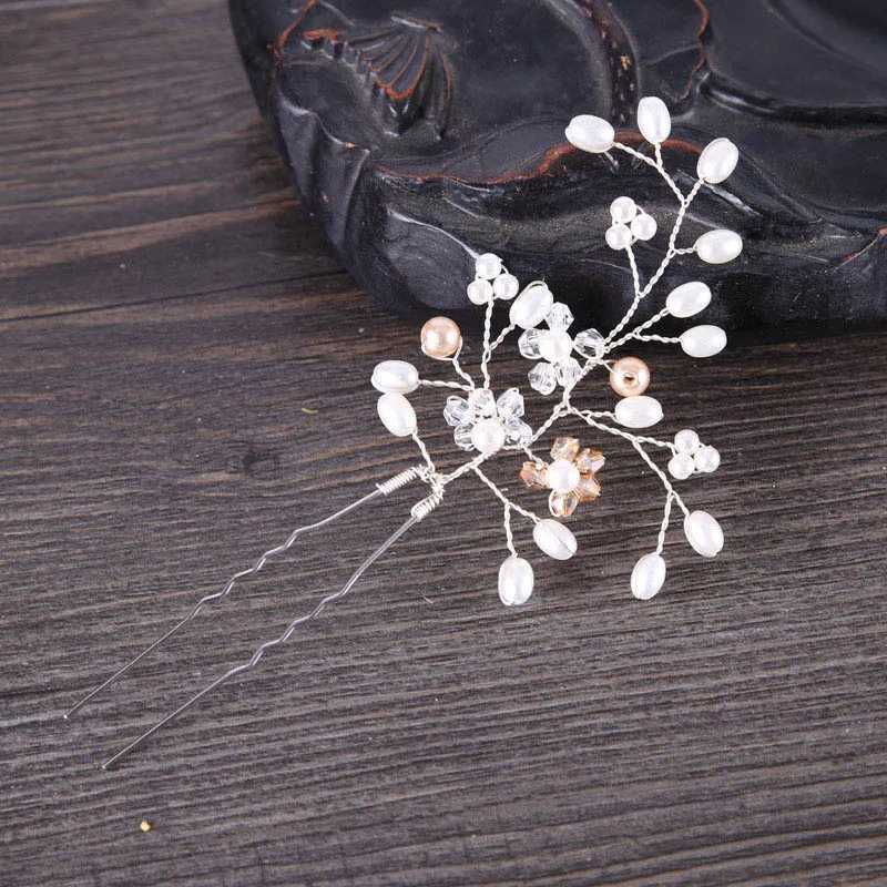 Handmade Crystal Pearl Flower Bridal Hairpins Pageant Bridesmaid Bride Headpiece Wedding Party Hair Jewelry Accessories SL Z250605