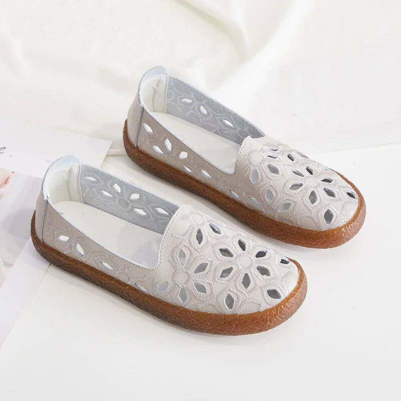 Ddmyoutdoor Women Flats Summer Woman Loafers Genuine Leather Female Shoes Slip On Ballet Bowtie S Shoe Size Outdoor Shoes