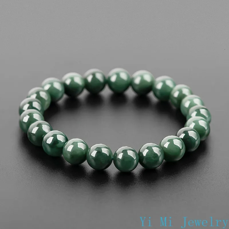 Burmese Jade Bead Bracelets Accessories Charm Gift Green Man Gemstone Jadeite Amulet Women Amulets Real Fashion Natural Jewelry 250604