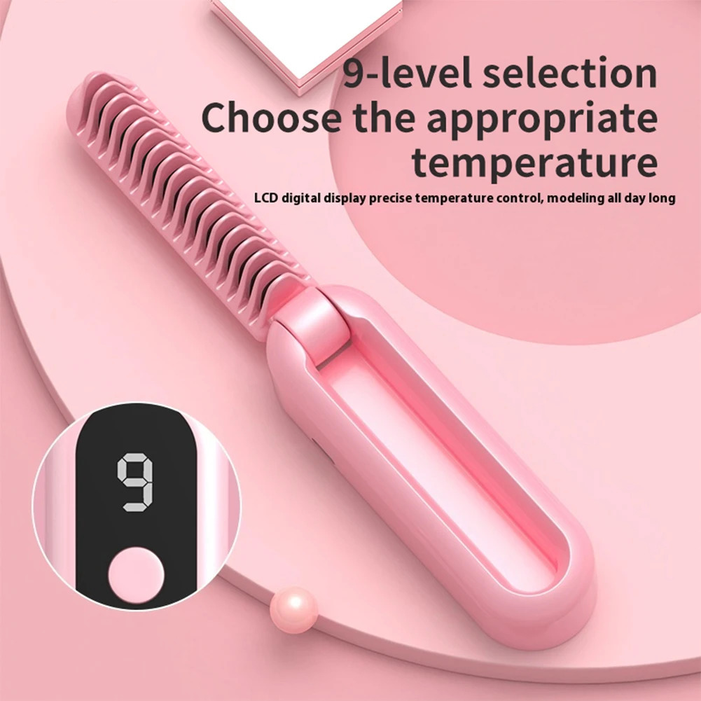 2 in 1 Professional Hair Straightener with 9 Gears Heat Ceramic Ionic Fast Heat-Up Negative Ion Hair Flat Iron Lcd Display 250605