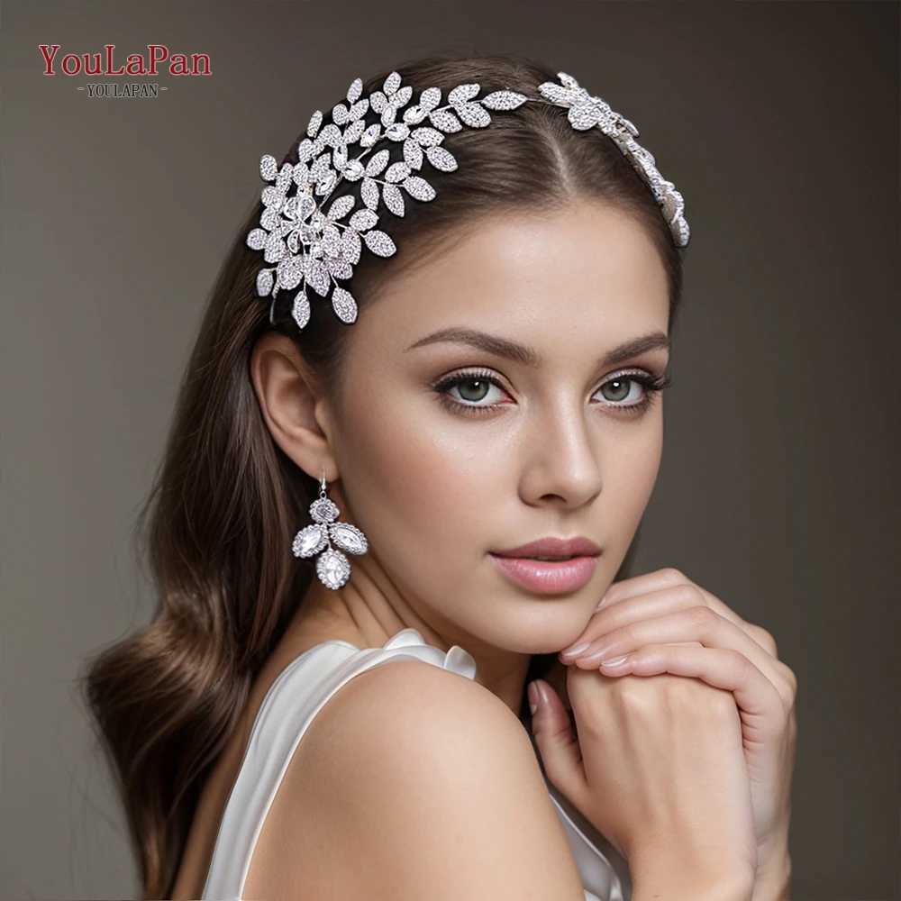 TOPQUEEN Shiny Bridal Headband Wedding Hair AccESSories Alloy Woman HeaDWear Bride Headpiece Pageant Diadem HeaddrESS HP518 Z250605