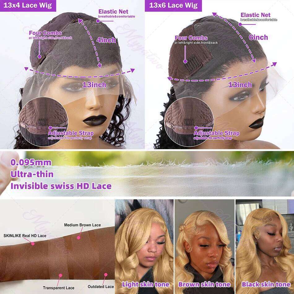 Brazilian #27 Honey Blonde 30 Inch Body Wave 13x4 Front Human Hair Wig 13x6 HD Transparent Lace Frontal Wigs 200% For Women