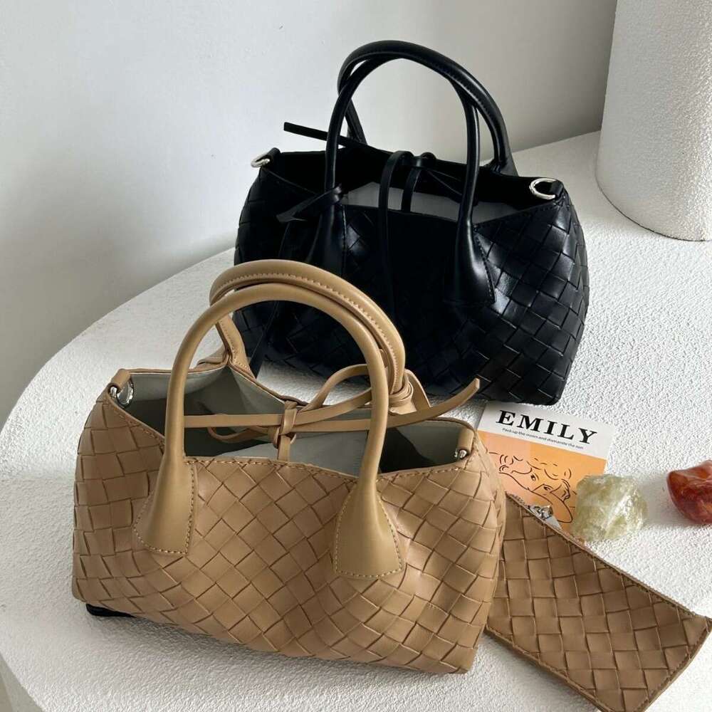 Spring Summer Simple New Design High end Luxury Woven Shoulder Handbag Mother and Child Tote Bag