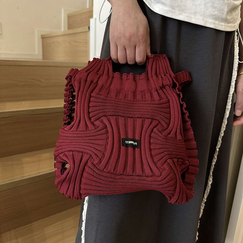 Korean Dongdaemun Unique Niche Design Casual Backpack For Women Knitted Woven Handbag Two-In-One Trendy B5