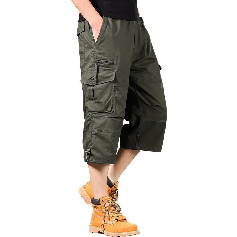 Summer Outdoor Multi Pocket Workwear Shorts for Men Plus Size Casual Cropped Pants Pure Cotton Sports Mid Length 250530