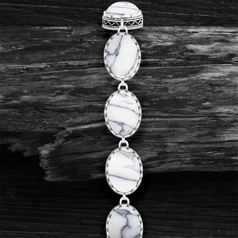 5 Colors Oval Synthetic Turquoise Bracelets For Women Flower Bead Antique Silver Plated Fashion Jewelry TB291 W250606