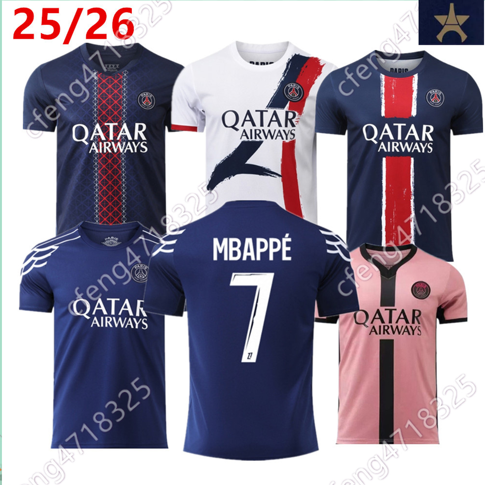 DEMBELE paris Soccer Jerseys psges Kvaratskhelia HAKIMI 24 25 26 maillot de foot enfants football shirts kit kids Equipment VITINHA BARCOLA PARIS PSGES psgjersey