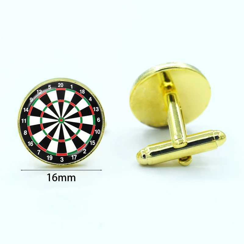 1 Pair Wholesale Cuff Links For Men Dart Board Cufflinks Round Glass Gem Hand Made Cuff Links Men Shirt Cufflinks W250606