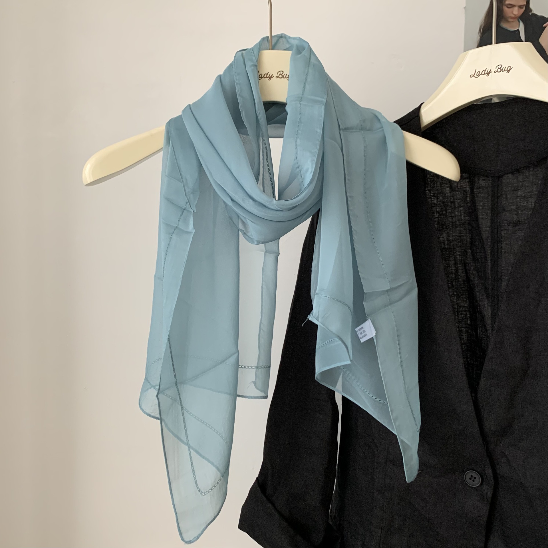 K938 Summer long sunscreen shawl solid color thin chiffon scarf long Korean women's spring and summer temperament neck protection scarf