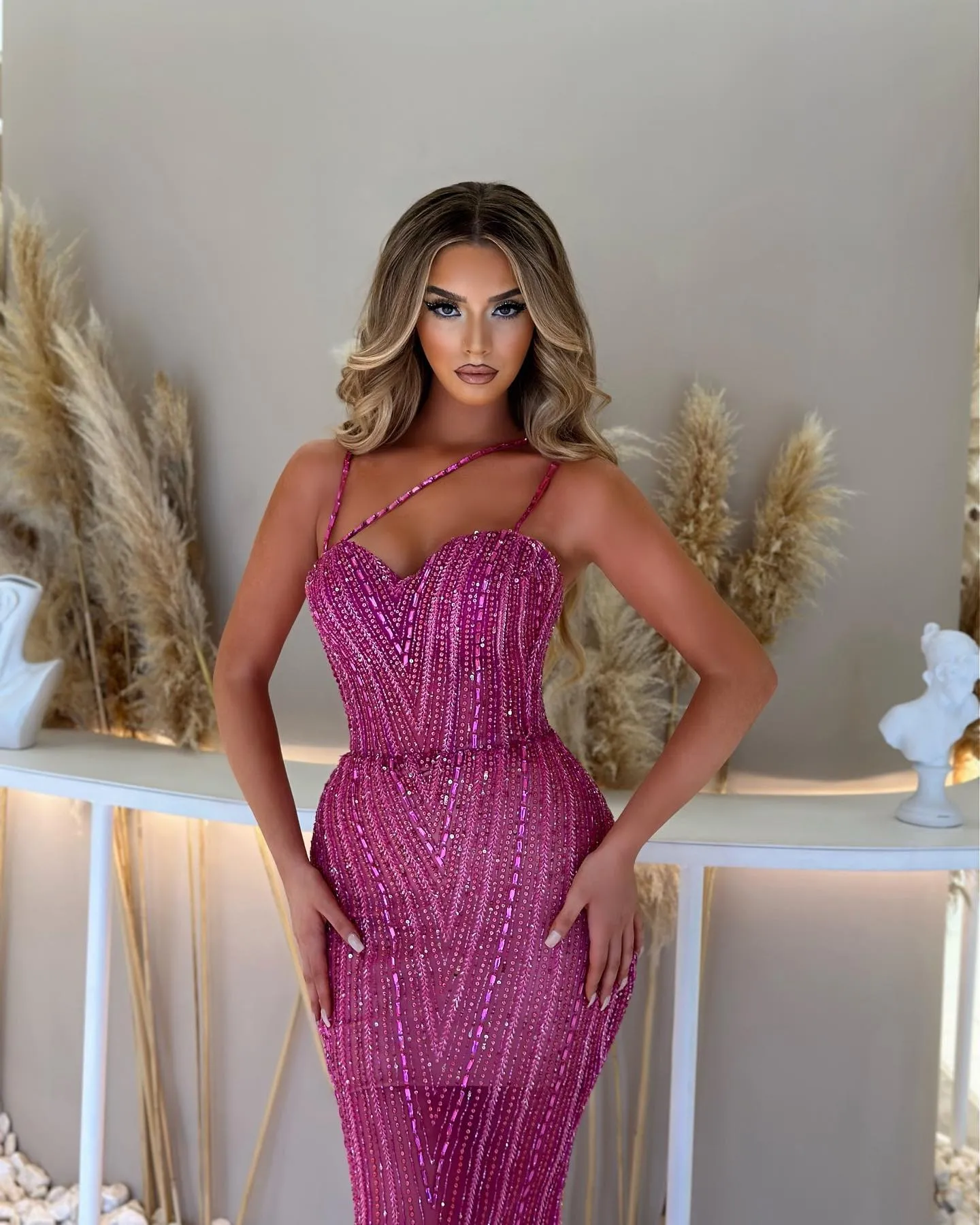 Glitter Sequined Prom Dresses Elegant Beaded Sleeveless Evening Dress Floor Length Celebrity Party Gown Customized