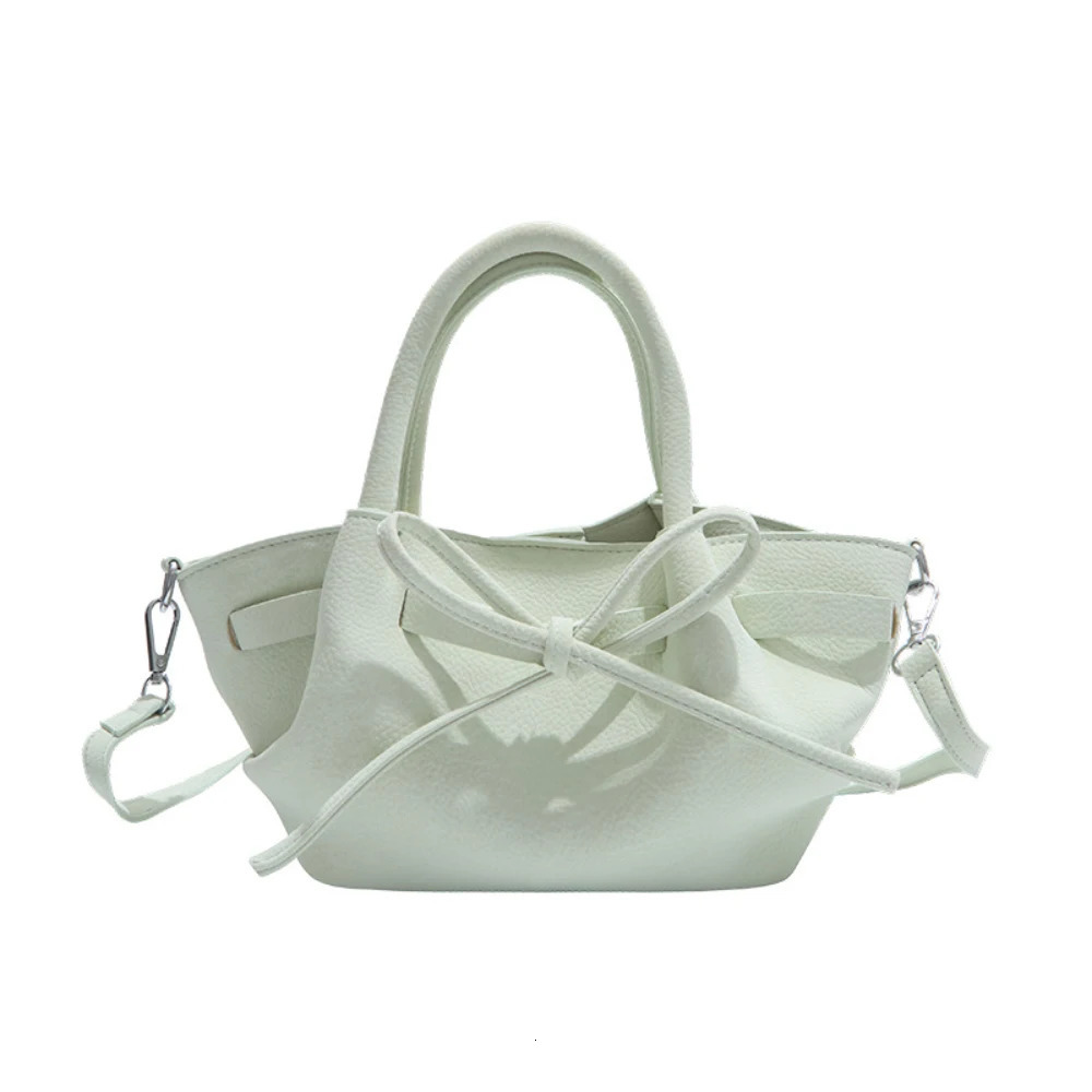 Delicate Lychee Pattern Bow Handbags for Ladies Womens Korean Soft Casual Buckle Crossbody Bag Daily Commute Shoulder Bags 250605