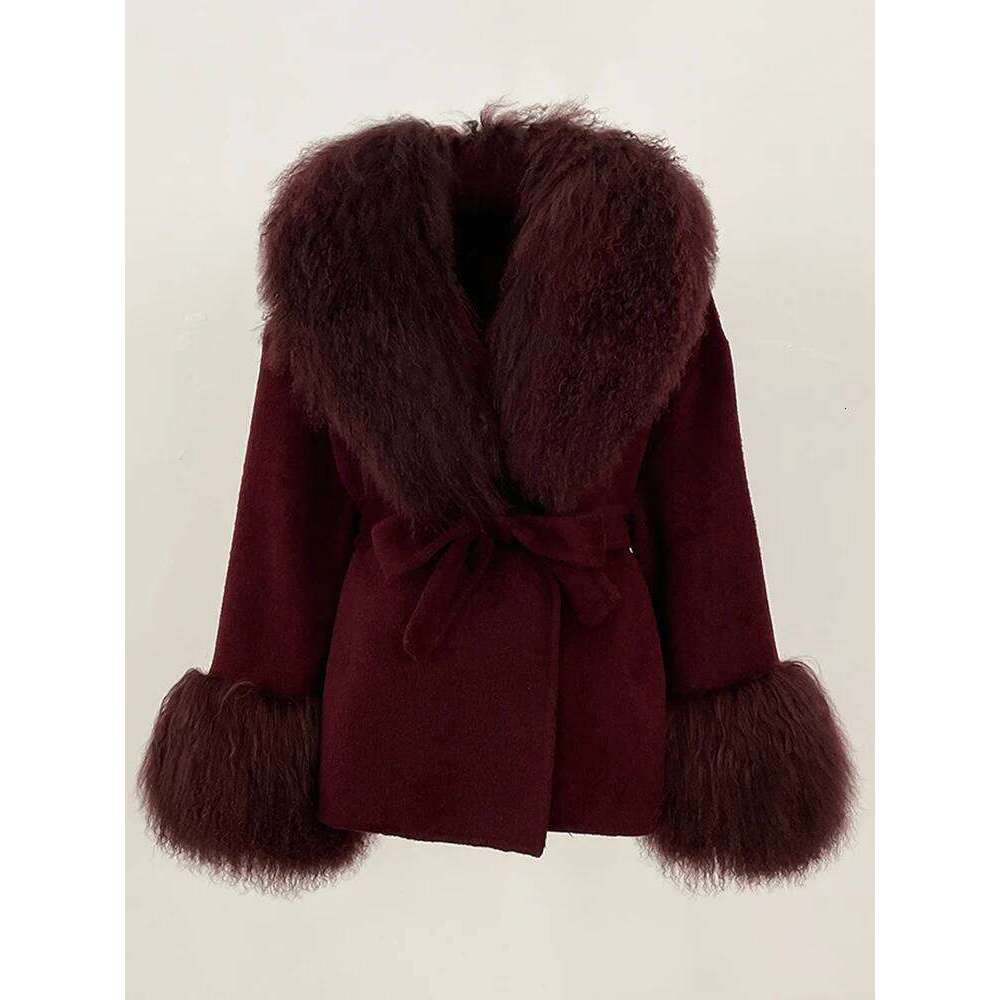 OFTBUY 2025 Winter Clothing Women Wool Clothes Lady Fashion Real Cuffs Coat Natural Mongolia Sheep Fur Woolen Jacket Female