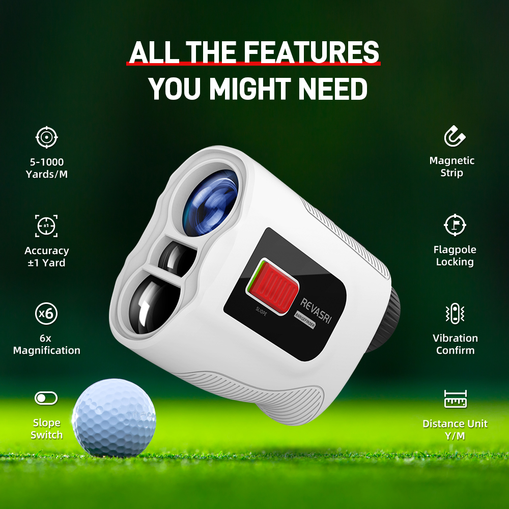 REVASRI Golf Laser Rangefinder, 6X Magnification Monocular, 1090 Yards Distance Measuring Range Finder with Flag Pole Locking Vibration Function Slope