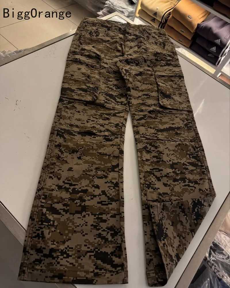 American Harajuku Retro Camouflage Fashionable Casual Straight Wide-leg Pants Men Street Hip-hop Loose Multi-pocket Jeans Women Z250605