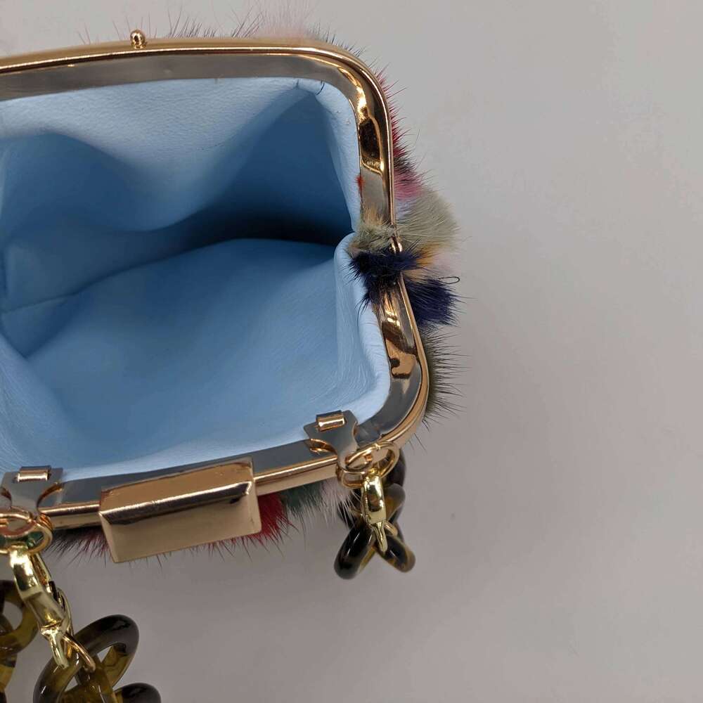 Real Mink Fur Crossbody Bag For Women Multicolour Purse