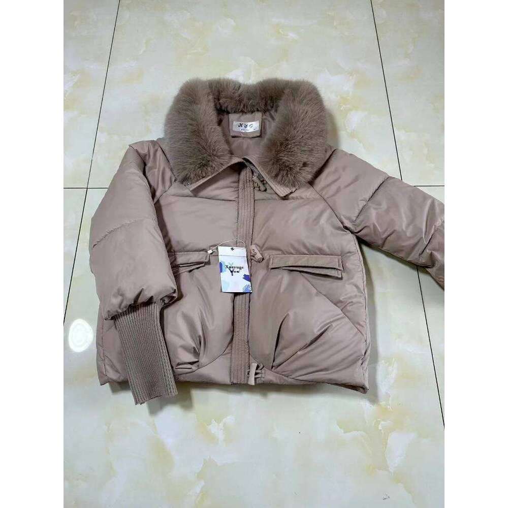 New Winter Warm Fur Collar Parkas Cold Women's Clothing Puffer Jacket Thick Short Coat Streetwear Pockets Long Sleeve Tops Mujer