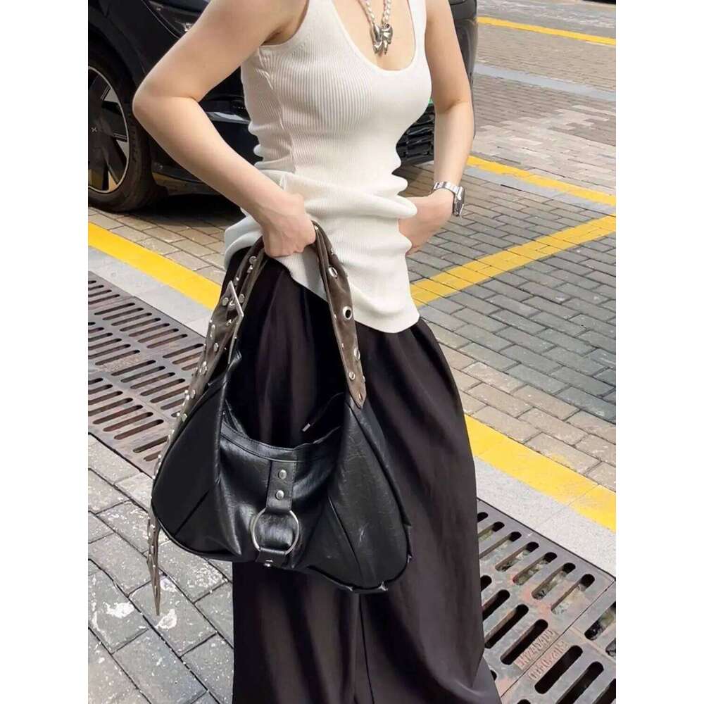 NEW Women Vintage Solid Color Handbags Shoulder Underarm Fashion PU Leather Wide Strap Crossbody Bag