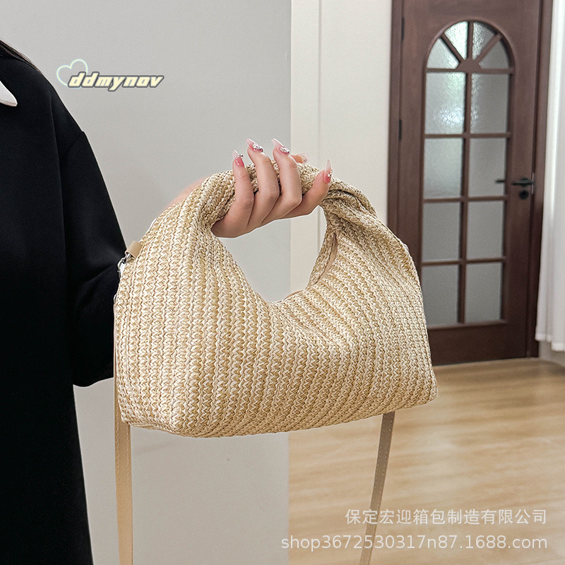 Women's Fashion 2025 New Straw Woven Shoulder Handbag Underarm Bag for Women ddmynov