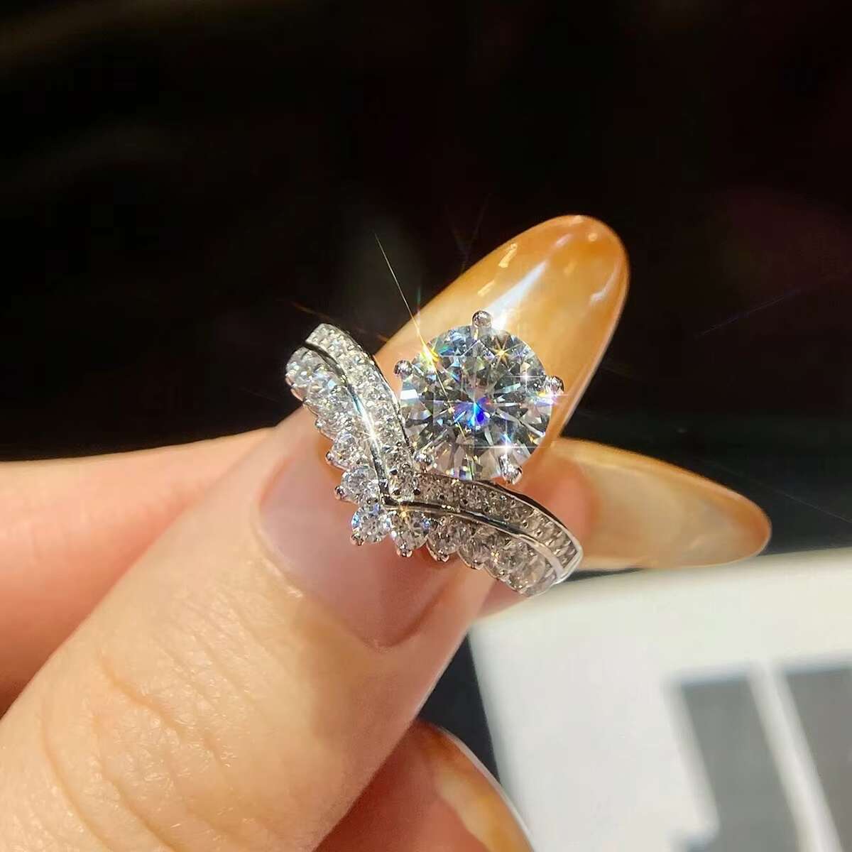 Wholesale Pure S925 Sterling Silver Gra Diamond Moissanite Ring Wedding Fine Jewelry for Women