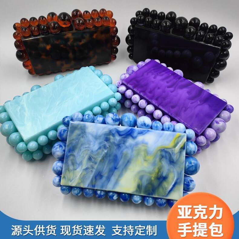 New Marble Pattern Acrylic Candy Color Ins Style Women's Beaded Shoulder Bag