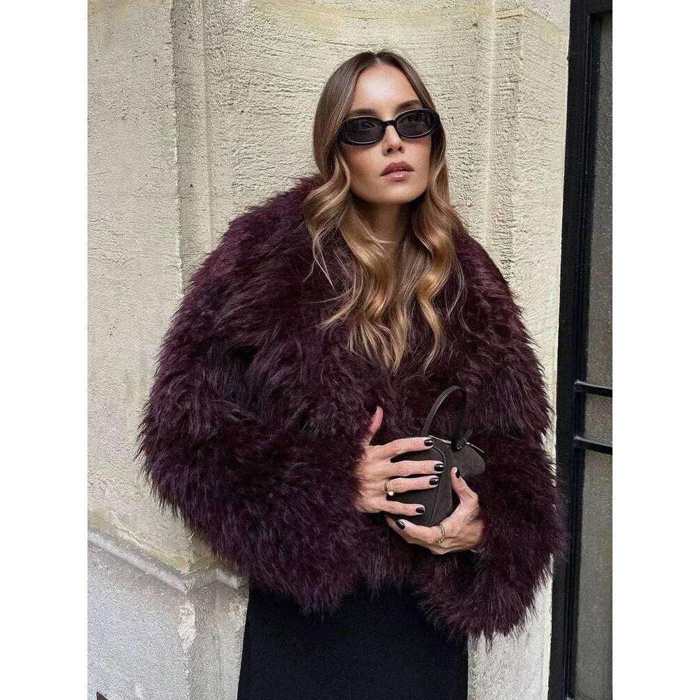 Solid Thicken Coat For Women Long Sleeves Ladies Faux Fur Coats Winter Fashion Elegant Turn Down Collar Female Warm Overcoat