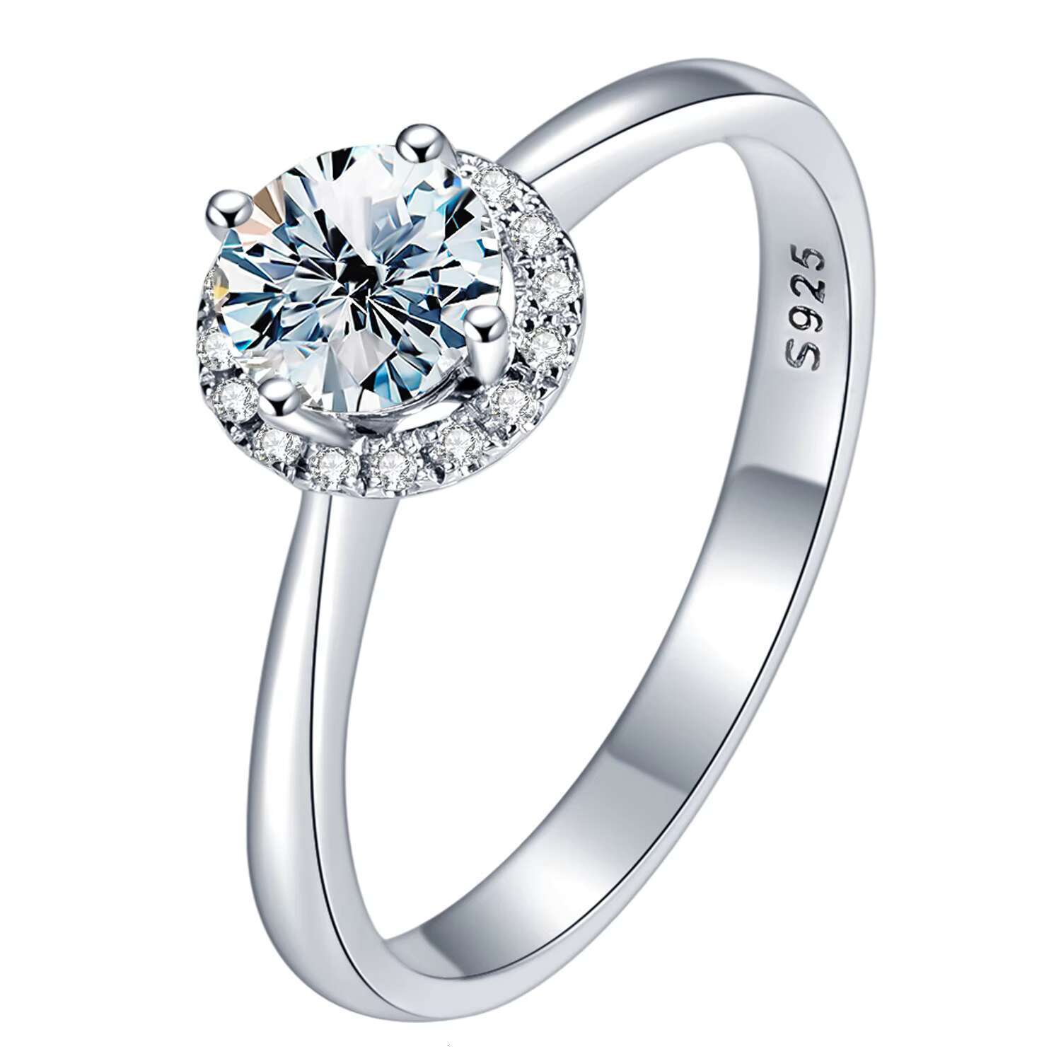 GRA Jewelry Brilliant Round Cut Halo Diamond Moissanite Luxury Ring Solid 925 Sterling Silver 1 2 3Carat for Women Wedding