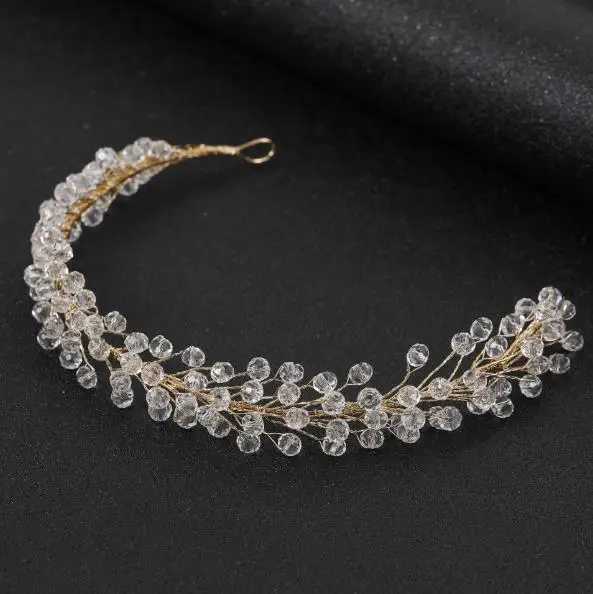 Gold Color Headbands Hair Jewelry Wedding Hair Accessories For Women Rhinestone Pearl Headband Bride Tiara Hairbands Accessories Z250605