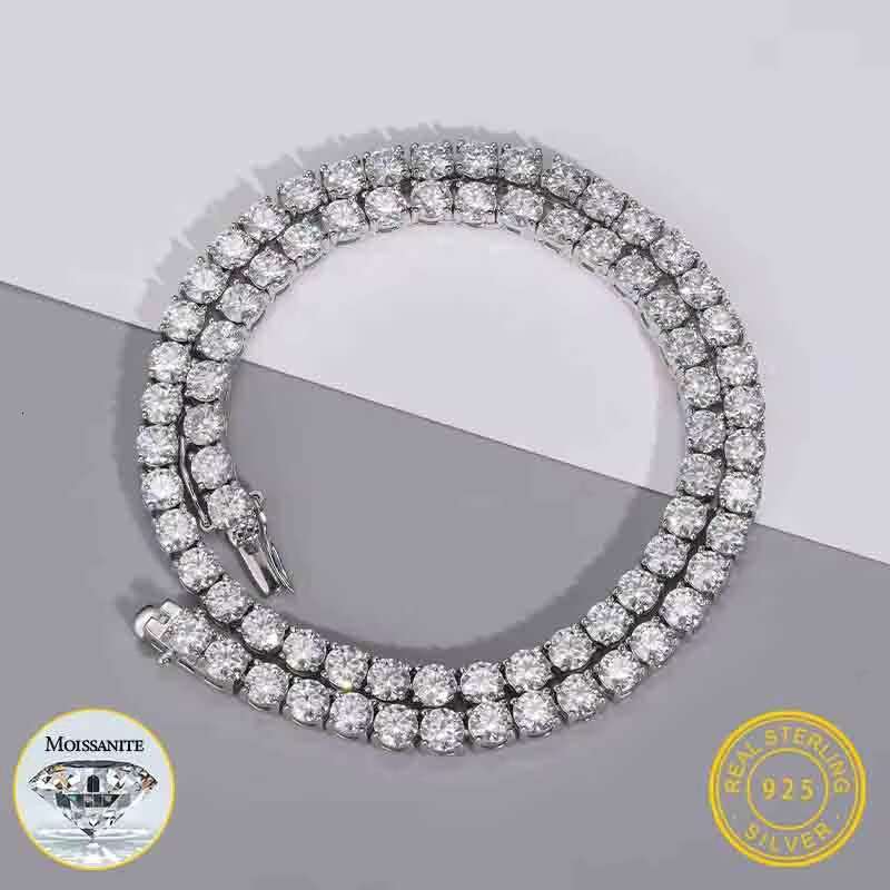 Vinson Moissanite Tennis Necklace 925 Sterling Silver Women Men For Hip Hop Jewelry Custom Tennis Chain Necklace