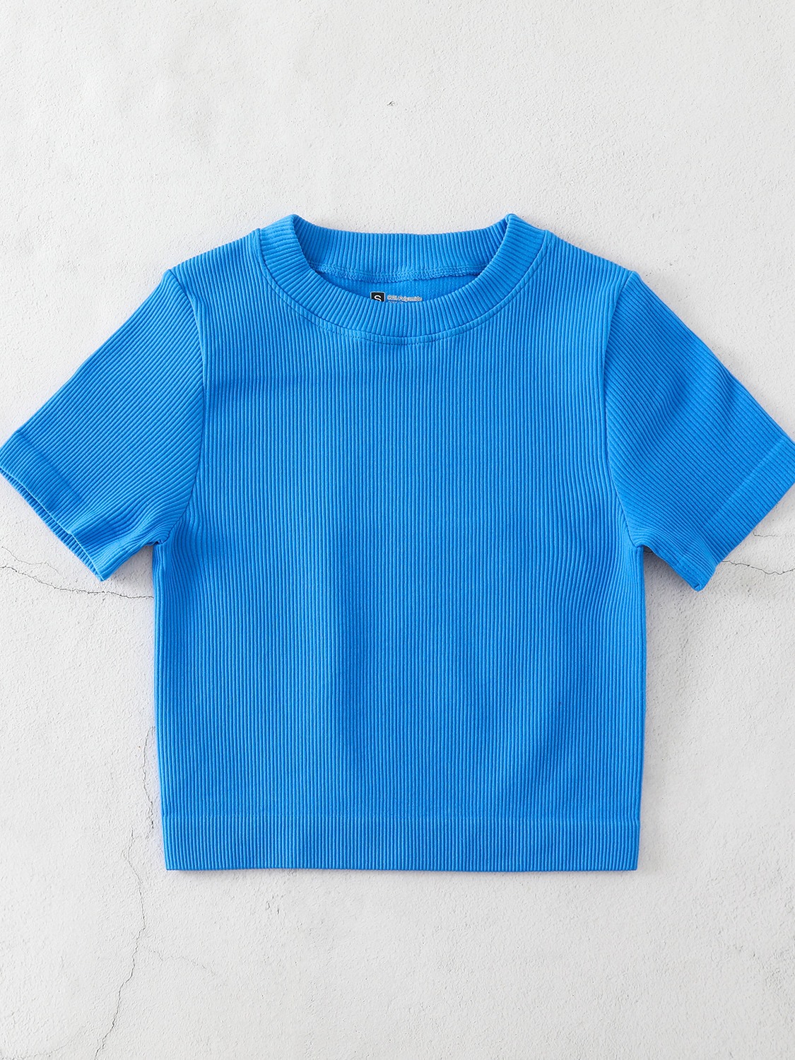 Mid Neck Border Yoga Sports Short Sleeve T-Shirt Threaded Tight Fall and Winter Tops BX513