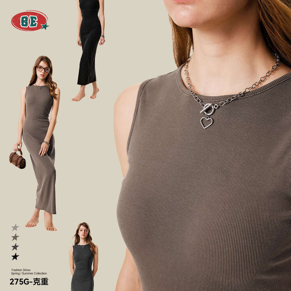 BE Women's 2025 Summer Sexy Queen's Vest, High End, and Slimming Knitted Dress for Women