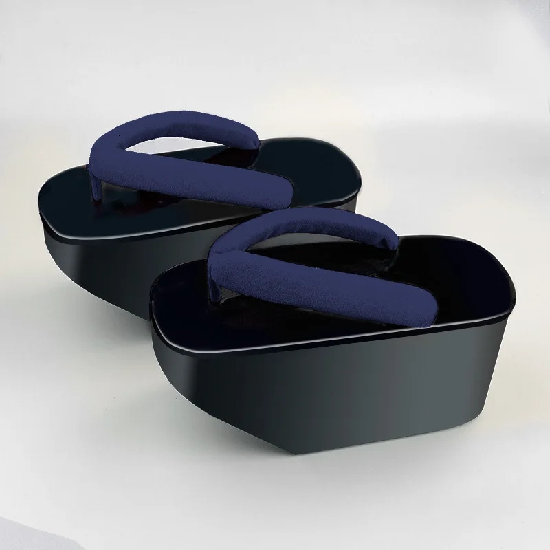 Womens PVC Slippers High Heel Geisha Cosplay Shoes Matte Painted Flip Flops Classic Japan Geta 250604