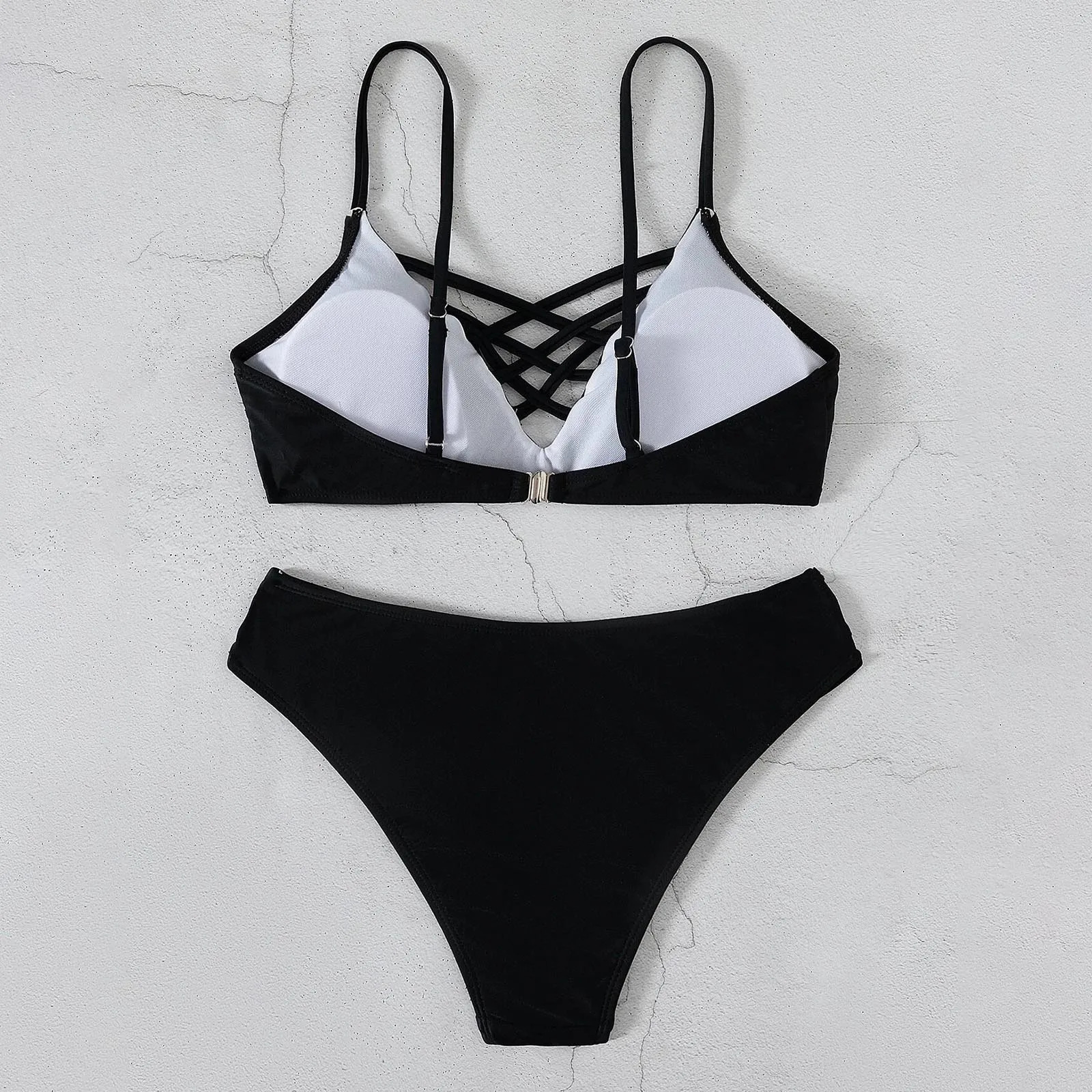 Split Swimsuit Pure Color Tight Sexy Beach Bikini Solid Two Piece For Women Summer Brazilian Bathing Suit 250530